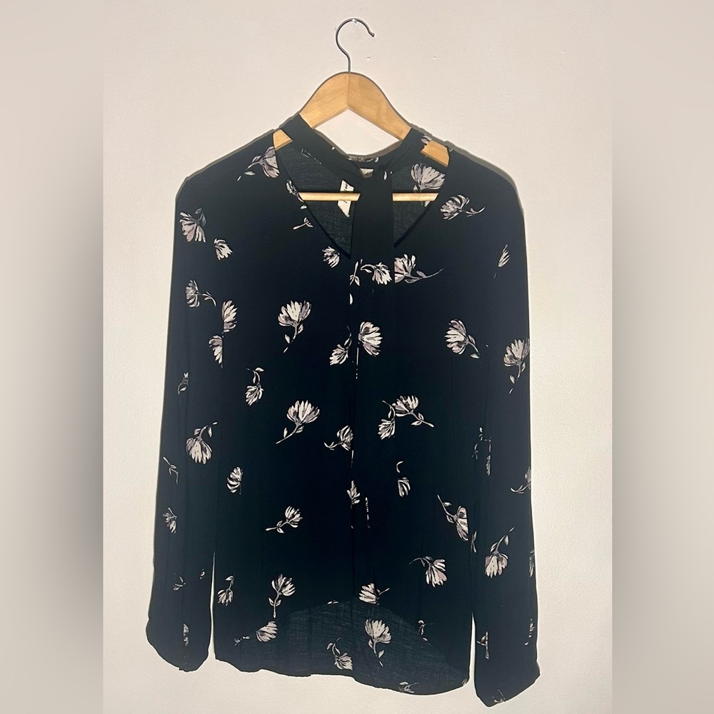 Black Floral Long Sleeve Blouse
